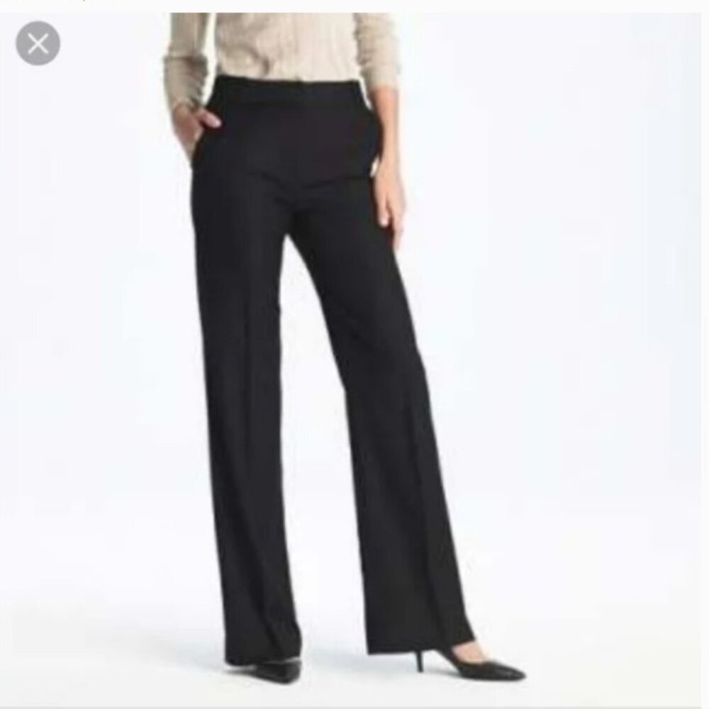 J. Crew 100% Wool Mid Rise Tailored Favorite Fit Flare Dress Pants Black 12